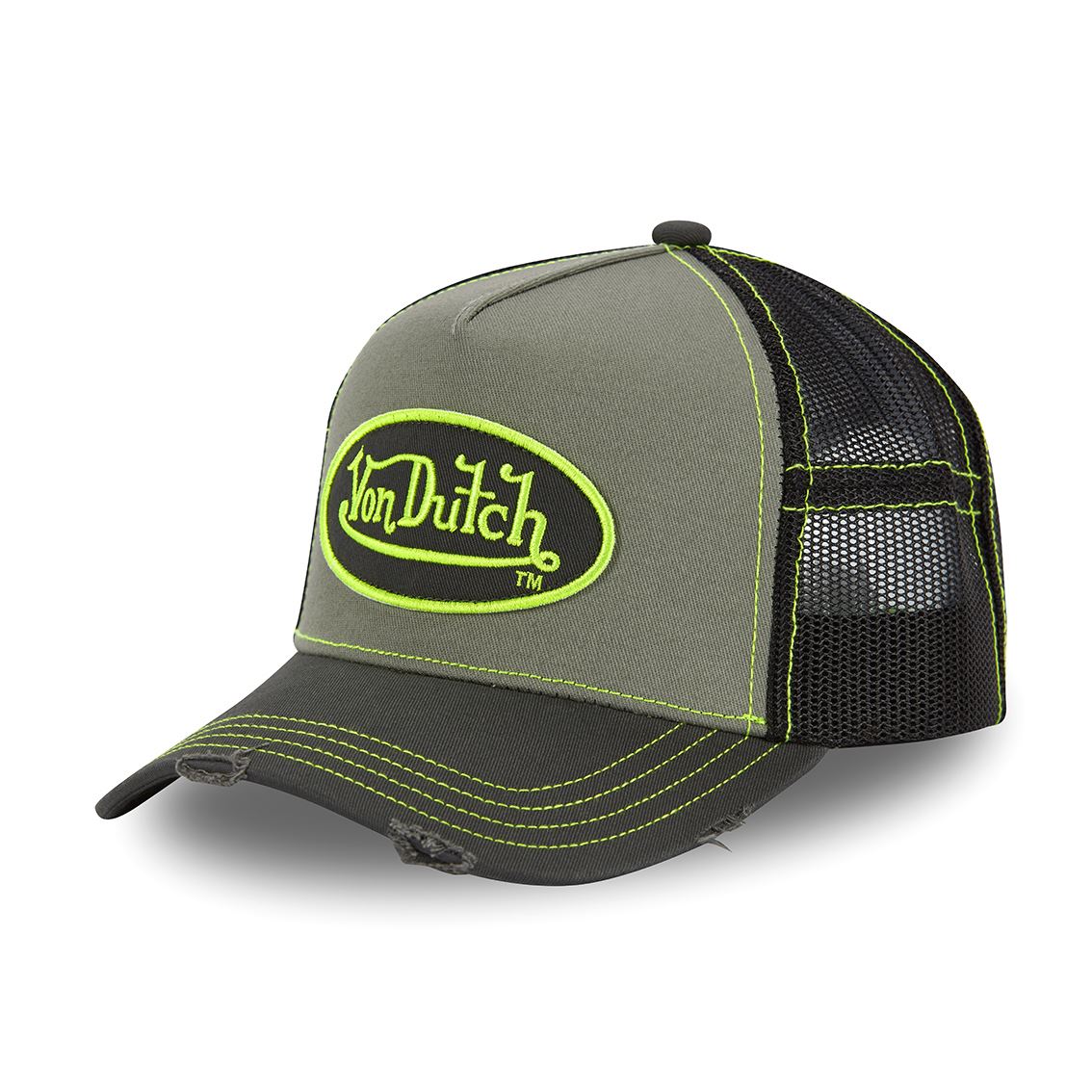 VON DUTCH CASQUETTE TRUCKER GRIS/FLUO FILET NOIR
