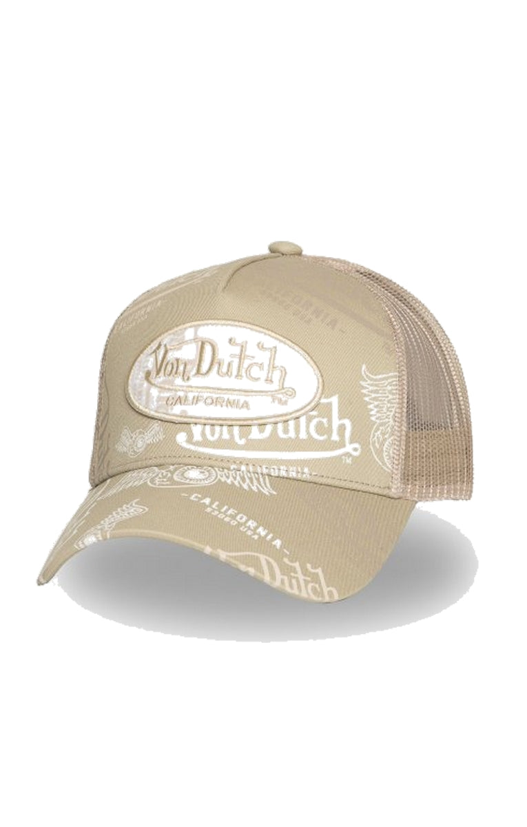 VON DUTCH 725 CASQUETTE BEIGE LOGO PARTOUT