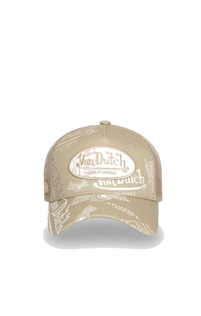 VON DUTCH 725 CASQUETTE BEIGE LOGO PARTOUT